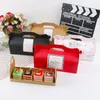 Geschenkverpackung 10 Stück tragbare Schweizer Roll-Cupcake-Kuchenschachteln mit Tablett Western-Dessert-Käse-Verpackungsbox Geburtstagsparty-Tasche