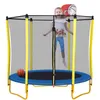 5.5FT Trampolines for Kids 65inch Outdoor & Indoor Mini Toddler Trampoline with Enclosure, Basketball Hoop and Ball Included a42