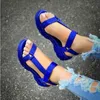 Plus Size Women's Sandals 2021 Summer New Rainbow Color Explosion Models Flat-bottomed Y0721