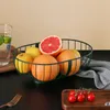 Storage Bags E8BD European Wrought Iron Fruit Basket Metal Wire Hollow Out Drain Bowl Dish