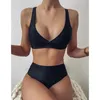 Kvinnors badkläder Kvinnors sexiga bikinis baddräkter Black Push Up Biquini High midje baddräkter