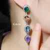 Cwwzircons Green Blue Cubic Zircon Crystal Dingling Long Water Drop Ear Line örhängen Trendiga damer Boho Party Jewelry CZ728 210628372555