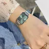 Marca de moda relógios feminino menina estilo retângulo dial aço metal banda boa qualidade relógio pulso dan 04204y