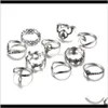 Band ringen drop levering 2021 10 stks set patronen knokkel sieraden sets legering Diecast bloemblad 8 vlinder vorm acryl diamanten ring 8hs16