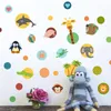 Wall Stickers Creative Animal Circles Kids Room Decoration Nursery Mural Art Decals Monkey Giraffe Frog Owlet Safari Home Decor