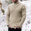 Camisolas masculinas estilo ocidental 2021 outono inverno homens cor sólida manga longa tricô Sweater moda casual gelourleeneck masculino