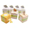 Presentförpackning djur tema papper godis box djungel tiger apa giraff elefant diy cookie väska baby shower barn favor