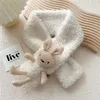 Sweet Faux Fur Scarves Imitation Lambs Wool Winter Warm Plush Cross Scarf With Bear Cute Women Scarves Children Solid Neck Ring