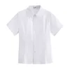 Japoński College Chic Casual Kobiety Bluzka Słodki Student Girl White Shirt Casual Lapel Collar Krótki Rękaw Work Szkoły Topy 4XL H1230