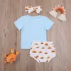 Kläder uppsättningar baby flicka kläder 0-24 m småbarn sommar beachwear kort ärm t-shirt + solsken briefs hairband för tjejer