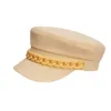 女性のための春の夏のチェーン黒綿の軍事ベレー帽女性のフラットアーミー帽子ガール旅行ベレー帽の女性画家の帽子