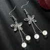 2 Colors Pearl Flower Charm Ladies Vintage Stud Earrings Bridal Earring Jewelry EAR1004