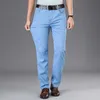 Sommer Herren Hellblau Dünne Jeans Modal Stoff Hohe Qualität Business Casual Stretch Jean Hosen Männliche Marke Hosen Dunkelgrau 210622