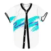 Moda de verano Hombres Jersey Rojo Blanco Amarillo Multi Impresión 3D Manga corta Hip Hop Camisetas sueltas Camiseta de béisbol Traje de cosplay 011