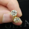 OEVAS リアル 1 カラット D カラーモアサチンスタッドピアス女性のための 18 K ゴールドカラー 100% 925 スターリングシルバーウェディングパーティーファインジュエリー 220212