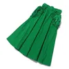 [EAM] Yüksek Bel Yeşil Ruffles Bölünmüş Ortak Cep Mizaç Yarım Vücut Etek Kadın Moda Bahar Sonbahar 1S554 210708