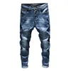 Męskie dżinsy Hombre Mężczyźni Jasni Niebieski Slim Fit Elastyczne Tight Legginsy Moda Streetwear Hip Hop