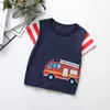 Sommar Baby / Småbarn Cartoon Car Print Tee Kids Tops Kortärmad T-shirt Kläder 210528