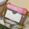 Sac à sacs d'épalsine à chaîne de messager Embrayage Purse Fashion Strawberry Printing Geuthesine Cuir Key Lock Gold Metal Buckle High Quality246T