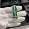 Lyxvattendroppe simulerad moissanit diamant Emerald 925 sterling silver långa örhängen för kvinnor bröllop fin smycken gåva