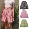 Jocoo Jolee Summer Boho Floral Print Mini Skirt女性エレガントなフリルショートスカートエラシクスウエストレースアップAラインスカート210619