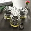 Hoogwaardige hittebestendige glazen theepot, Chinese bloem set Puer ketel koffie pot handig met infuser kantoor Home 210813