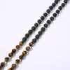 8mm Schwarzer Lavastein Gelbes Tigerauge 108 Mala Perlen geknotete Halskette Meditation Segen Yoga Japamala Schmuck Männer und Frauen P219j