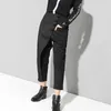 [EAM] Spring Black Loose High Waist Flat Elastic Waist Women Fashion Wide Leg Ankle-length Pants OA870 210706