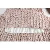 Тигена шифон длинная плиссированная юбка женская мода летние цветочные принты праздник линия высокая талия Maxi юбка женщина эстетика 210708