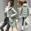 GRELLER Winter Thicken Women's Puffer Coat Glossy Warm Hooded Long Cotton Padded Jacket Ladies Down Parkas 211008