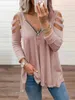 Womens T shirt Blouse Long Sleeve Loose Cotton Blend Women Hollow Out Cold Shoulder T-shirt Top for Spring