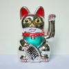 Chiński Feng Shui Kucking Cat Wealth Białe Macha Fortune / Lucky 6 "H Gold Silver Gift dla Good Luck Kitty Decor 211021