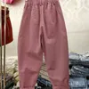 Spring Summer Fashion Women Elastic Waist Loose Pants All-matched Casual Cotton Harem Femme White S876 210512