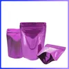 Olika storlekar Lila Zip Lock Packing Stand Up Dry Food Bags 100pcs / Lot Aluminium Folie Zipper Seal Mylar Pouches With Tear Notch