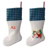 Sublimation Christmas Stocking Linn Plaid Blank DIY chaussettes Santa Claus Candy Gift Sock de décoration Tree Decoration Festival 4 Styles 4 styles