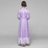 春のファッション女性の服滑走路デザイナーエレガントな長袖の水玉印刷カジュアルなドレスvestidos 210531