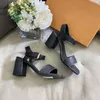 2021 Luxury High Heels Leather Sandal Suede Mid-heel 7-11cm Women Designer Sandals Summer Beach Sexy Wedding Shoes Size 35-40 With Box