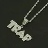 Hanger Kettingen Hip Hop Strass Verharde Bling Iced Out TRAP Brief Hangers Ketting Voor Mannen Rapper Sieraden Drop