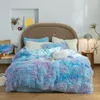 Long Mink Bedding Hair + Cashmere Fleece Duvet Cover Tink En varmt linne (ingen fyllning) Sweet Pink Bed Set 210319