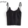 Vintage Black Sexy Cami Top Women Holiday Summer Crop Female Casual Chiffon s 210514