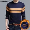 COODRONY Thick Warm Cotton Liner O-Neck Pull Homme Christmas Sweater Men Winter Wool Mens Sweaters Casual Pullover Men H018 220108