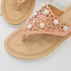Womens Sandals Pu verão casual corda corda moda outdoor oco praia pérola fivela sandálias sapatos buty damskie xx6 210625