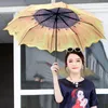 Impressão de girassol em 3D Três chuvas dobráveis ​​Pongee Sunny e Rainy Umbrella Anti -UV Feel confortável 210320