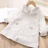 Fashion 2021 Autumn Girls Princess Dress Kids Children Baby Knit Ruffle Doll Collar Long Sleeve Party Dresses Vestidos S11146 G1129