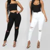 Kobiety Skinny Slim Ołówek Dżinsy Kobieta Mid Waist Hole Spodnie Lady Causal Plus Rozmiar S-3XL Spodnie Girl Elastyczność Dno