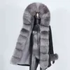 CXFS veste d'hiver imperméable femmes manteau de fourrure véritable naturel vraie fourrure de raton laveur à capuche longue Parkas vêtements d'extérieur détachable 211110