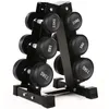 Hexagonal Round Head Rubberized Electroplating Dumbbell Set A-Type Rack Multi-Layer Storage Dumbbells