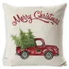 Christmas Pillow Case Plaid Linen Throw Pillow Covers Square Sofa Decorative Pillow Headrest Cushion Cover Xmas Pillowslip Decor DAS218