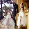 Sexy See przez Boho Beach Suknie ślubne Kombinezon suknie ślubne z ponadprzetrowanym koronkowym koronką Rękawy Vestidos de Novia Summer Bride Dress