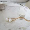 Drop Kolczyki Handmade Pearl Jewelry Vintage Złoto Wypełnione Dwie dziury Tassel Oorbellen Pendientes Dla Kobiet Brincos